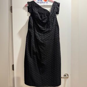 LIKE NEW! Steve Madden Eyelet Black Cotton Dress Asymmetrical Neckline Sz 14
